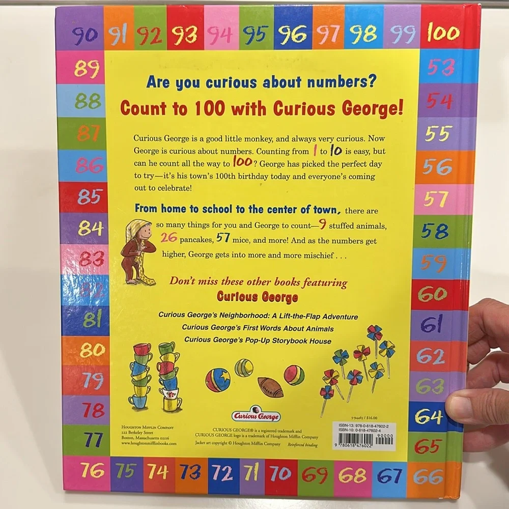 CURIOUS GEORGE LEARNS TO COUNT FROM 1-100 Childrens Large Hardbound Book - Picture 3 of 3